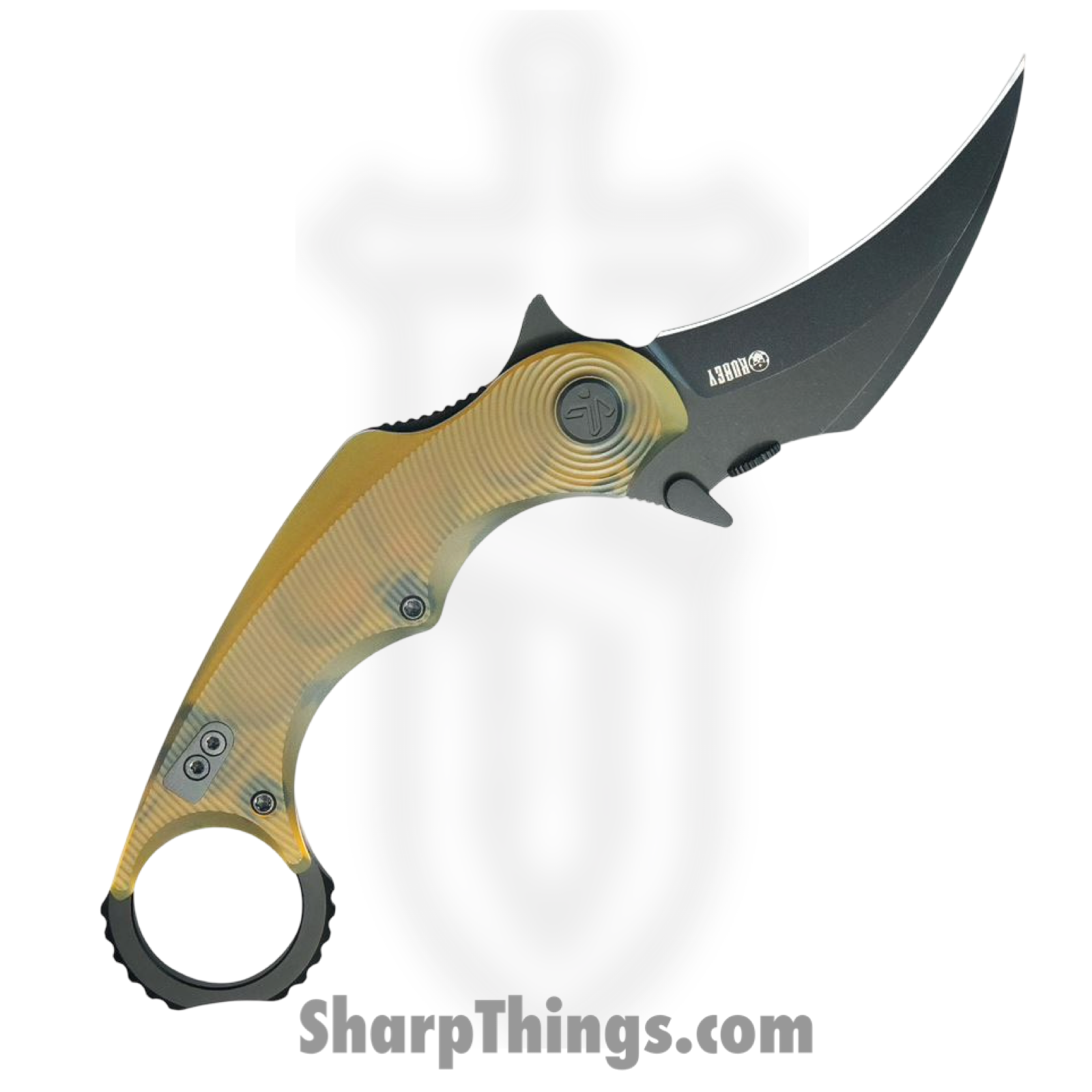 Kubey - KUB298H - Rogue Pikal - Folding Knife - 14C28N Coated Karambit - Ultem - Natural - Image 2