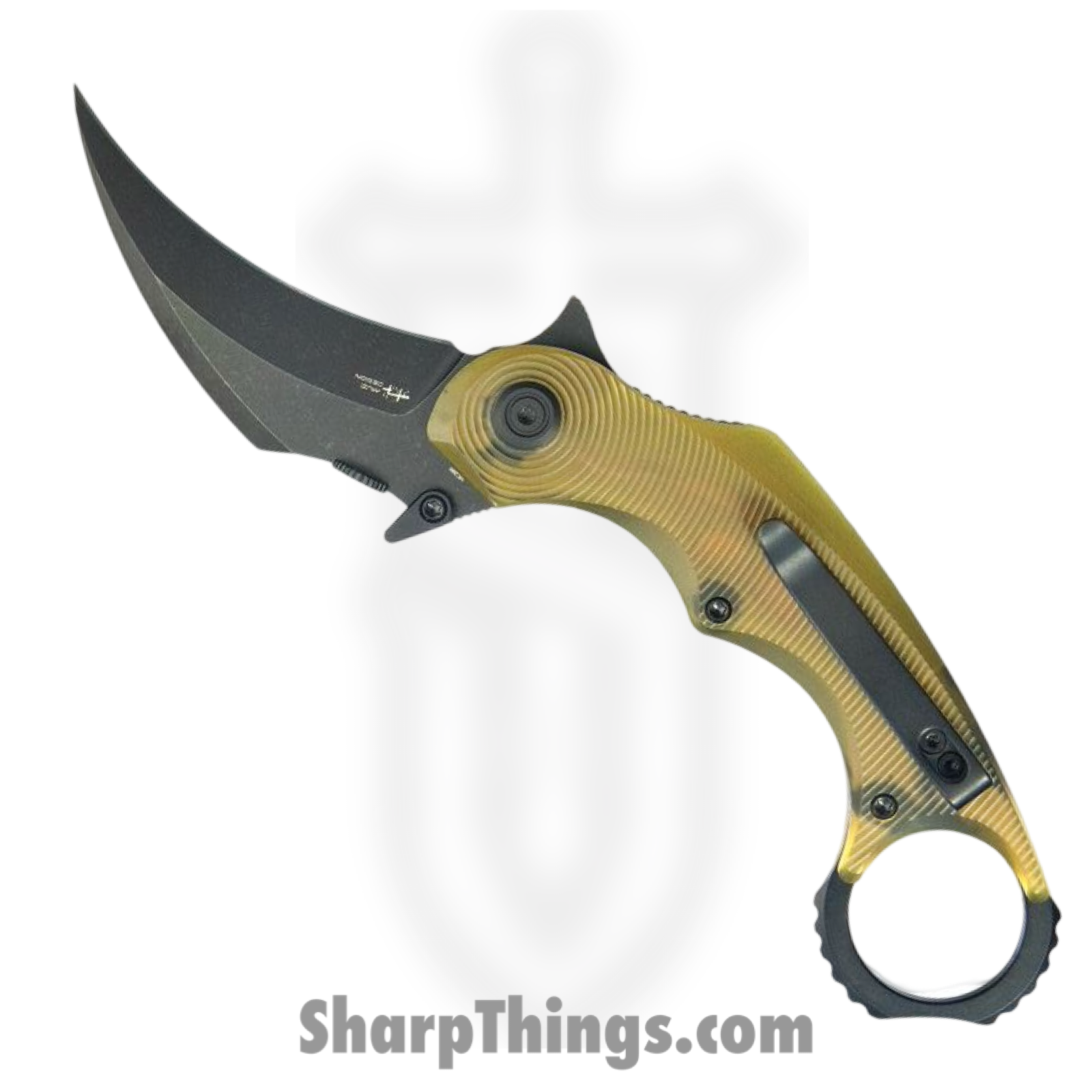 Kubey - KUB298H - Rogue Pikal - Folding Knife - 14C28N Coated Karambit - Ultem - Natural
