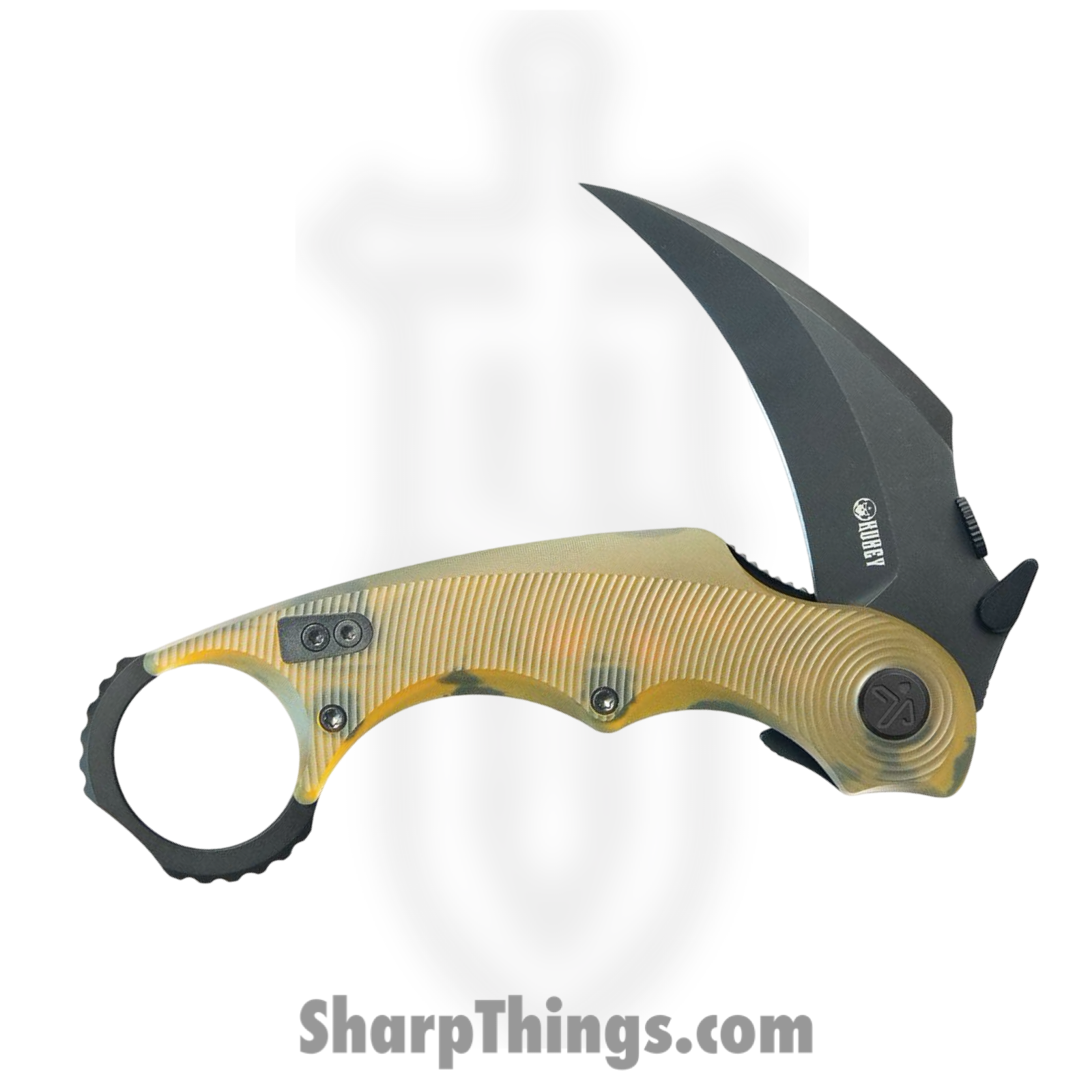 Kubey - KUB298H - Rogue Pikal - Folding Knife - 14C28N Coated Karambit - Ultem - Natural - Image 3