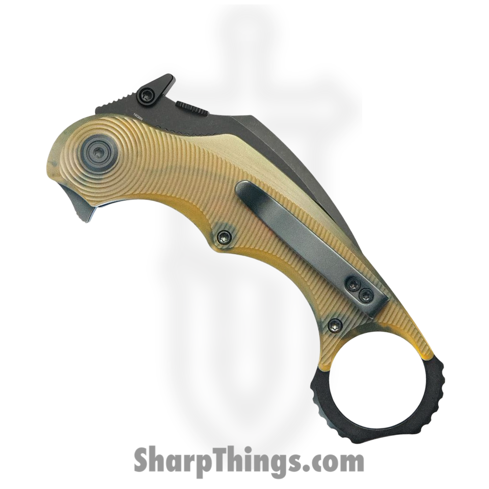 Kubey - KUB298H - Rogue Pikal - Folding Knife - 14C28N Coated Karambit - Ultem - Natural - Image 5