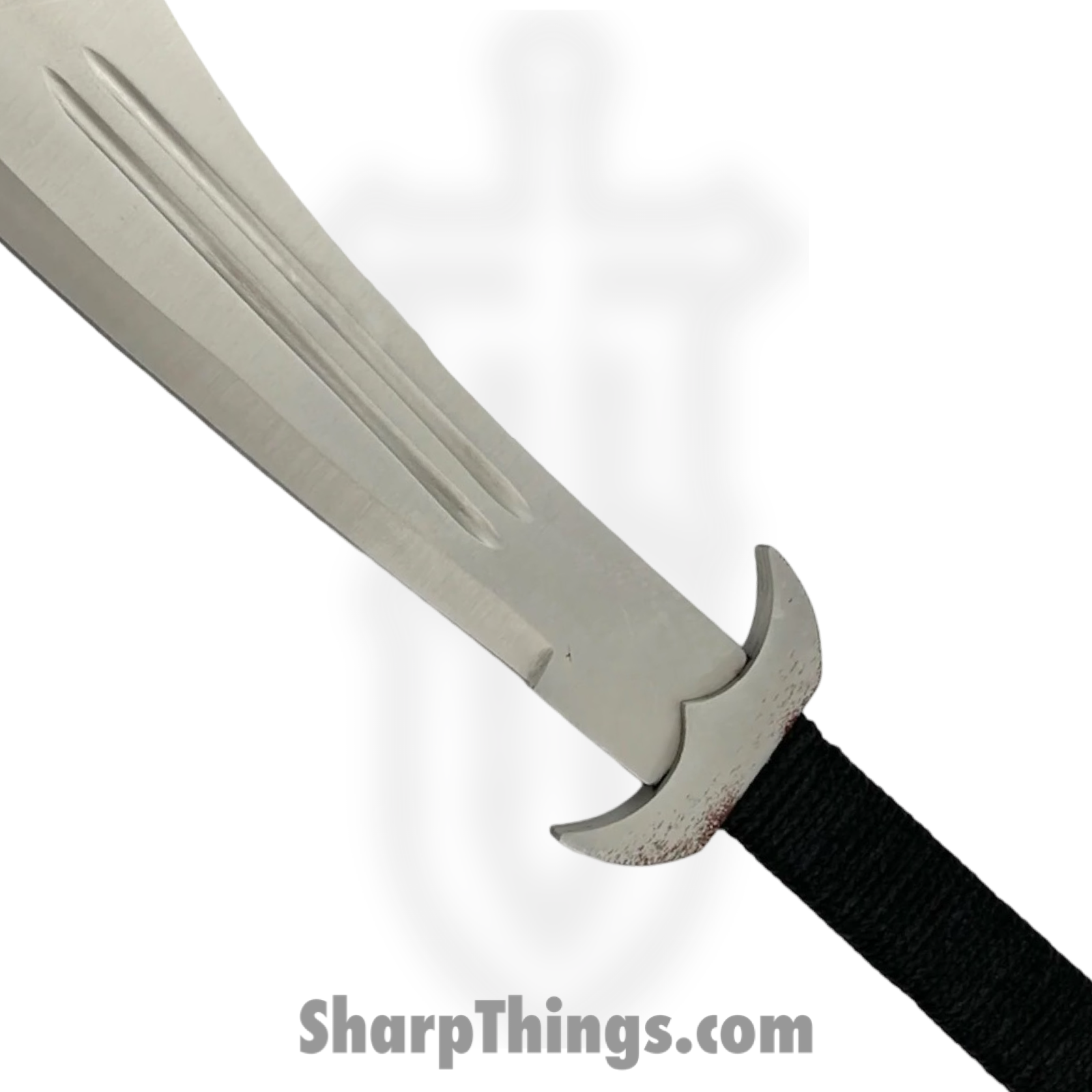 PTC - MKM-146-BK - Chinese Malitia Machete with Leather Case - Fixed Blade Knife - Steel Satin - Rubber - Black - Image 2