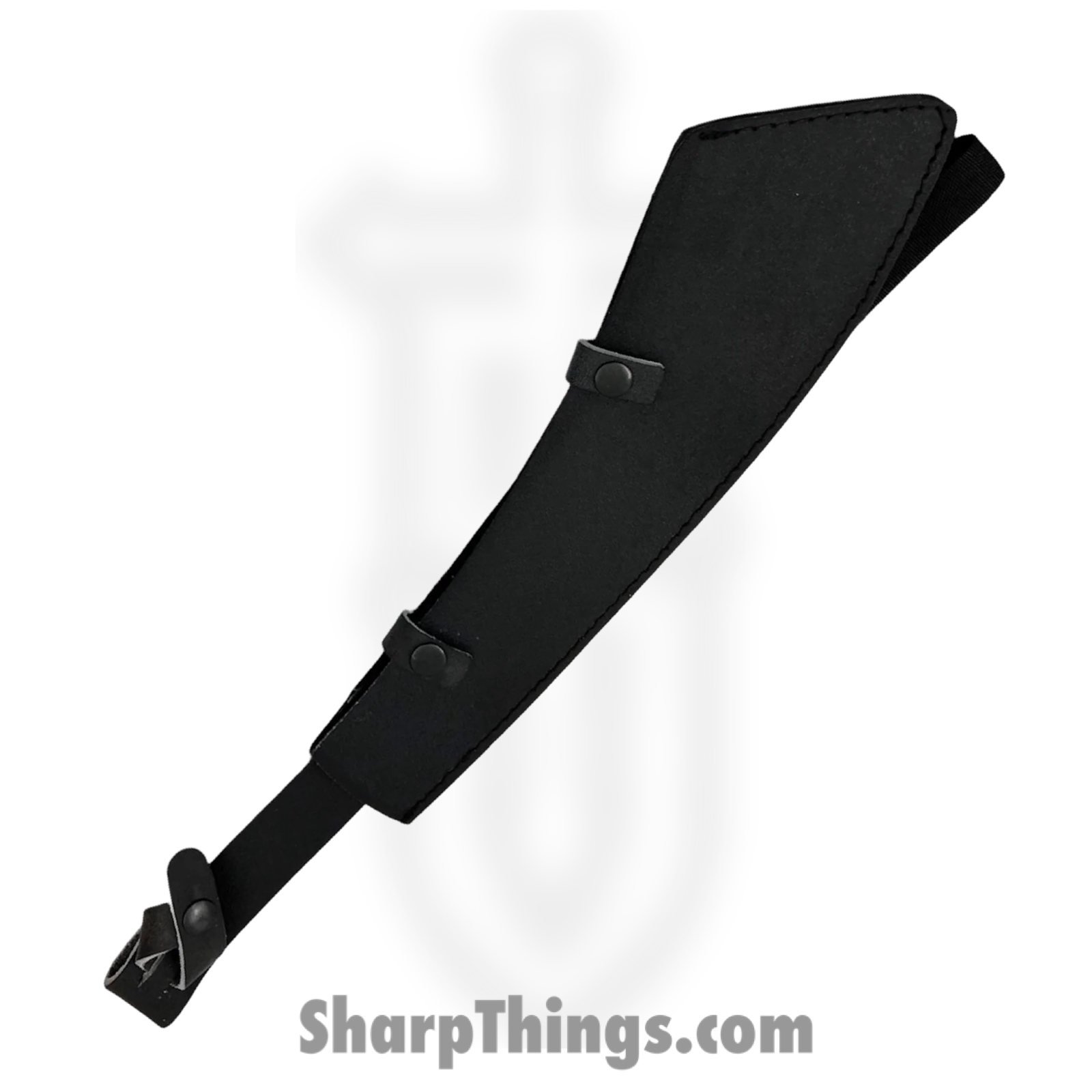 PTC - MKM-146-BK - Chinese Malitia Machete with Leather Case - Fixed Blade Knife - Steel Satin - Rubber - Black - Image 4