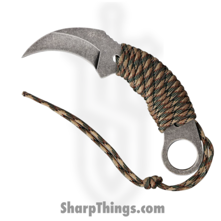 MTech Knives – MT670 – Karambit – Fixed Blade Knife – 440 SS Stonewash Karambit – Paracord Wrapped – Camo
