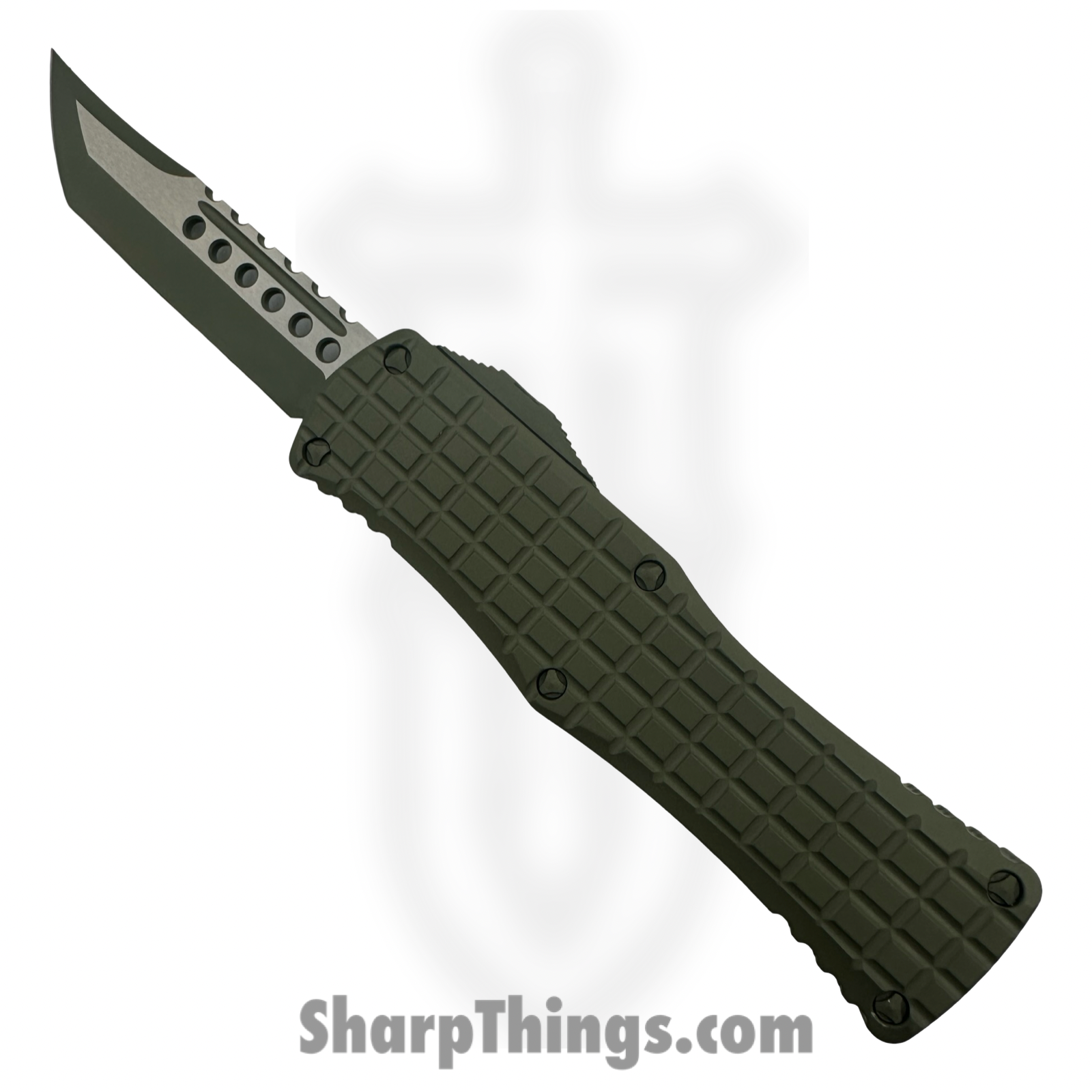 Microtech - 919-1FRCFTS-BLEM - Blemish Hera Hellhound Frag - OTF Auto - M390 Two Tone Tanto - 6061-T6 Aluminum - Cerakote Forest Green