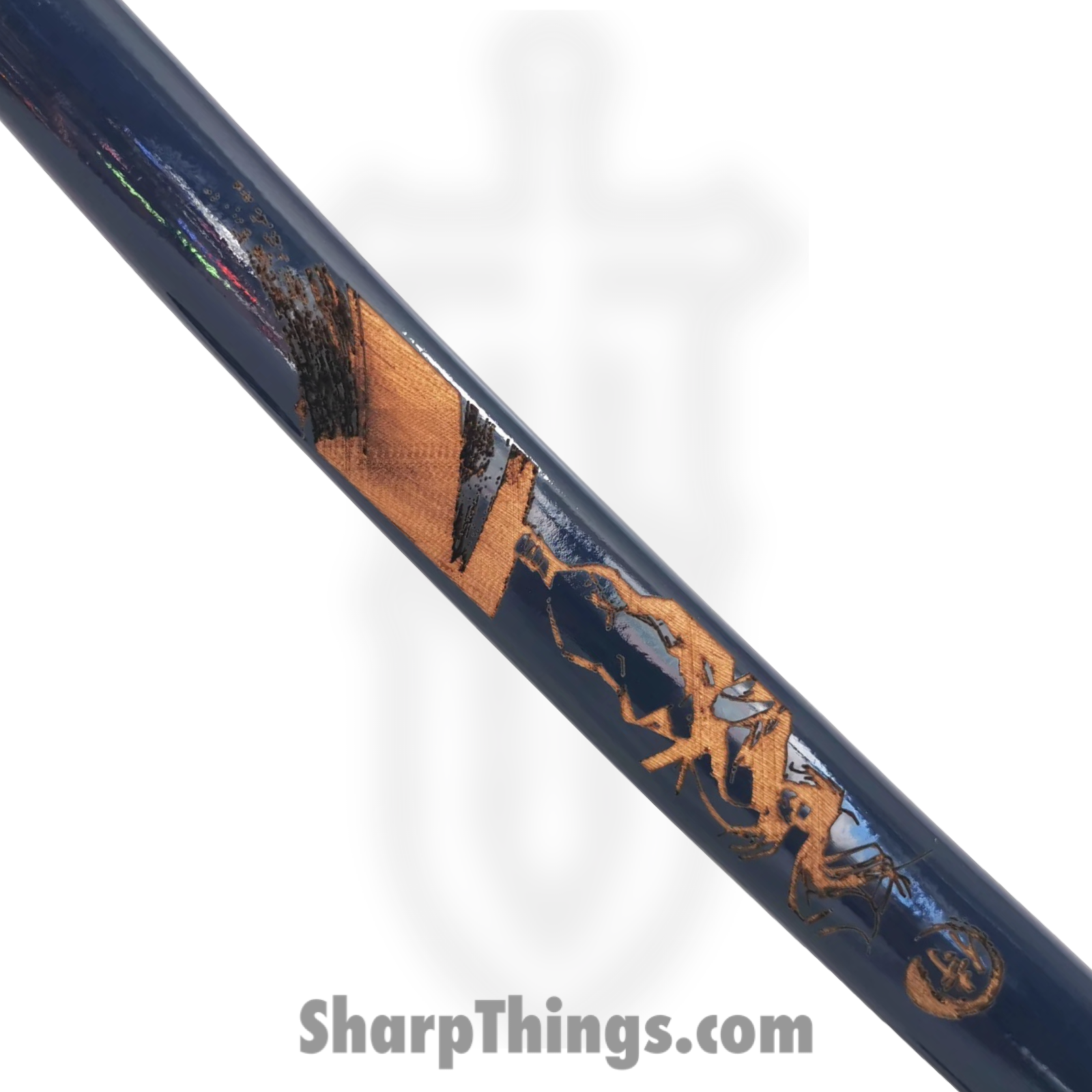 PTC - PS-H14-D - Battle Ready Katana with Stand - Fixed Blade Knife - Carbon Steel Polished Sword - Wrapped - Blue - Image 3