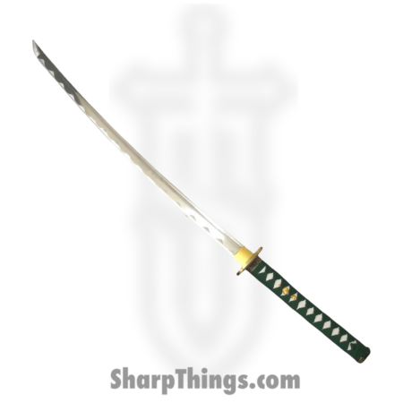 PTC – PS-H17-D – Battle Ready Katana with Stand – Fixed Blade Knife – Carbon Steel Polished Sword – Wrapped – Blue Green