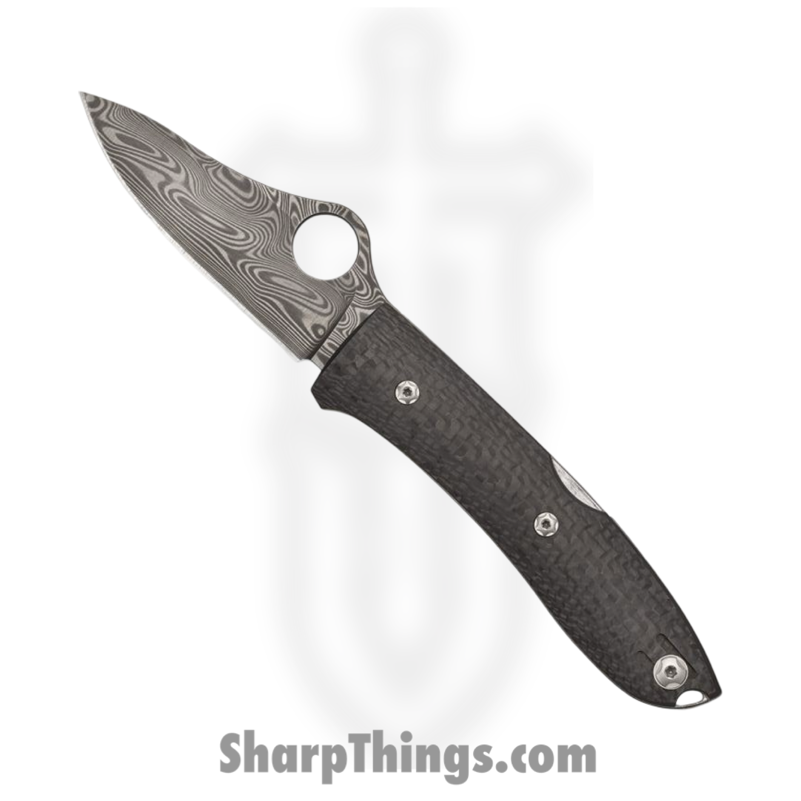Spyderco - SC255CFPD - SpyOpera - Folding Knife - Damasteel Clip Point - Carbon Fiber - Black