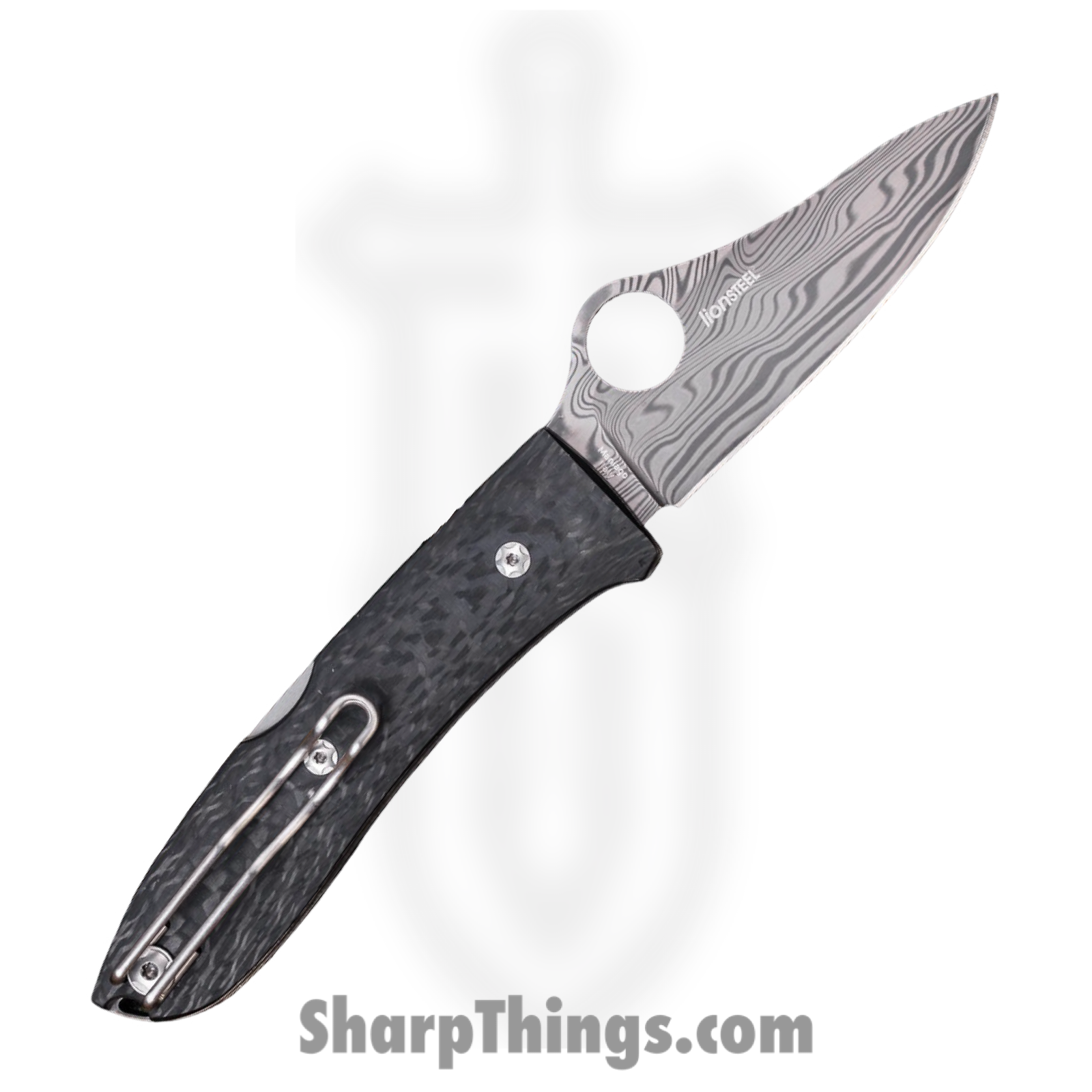 Spyderco - SC255CFPD - SpyOpera - Folding Knife - Damasteel Clip Point - Carbon Fiber - Black - Image 2
