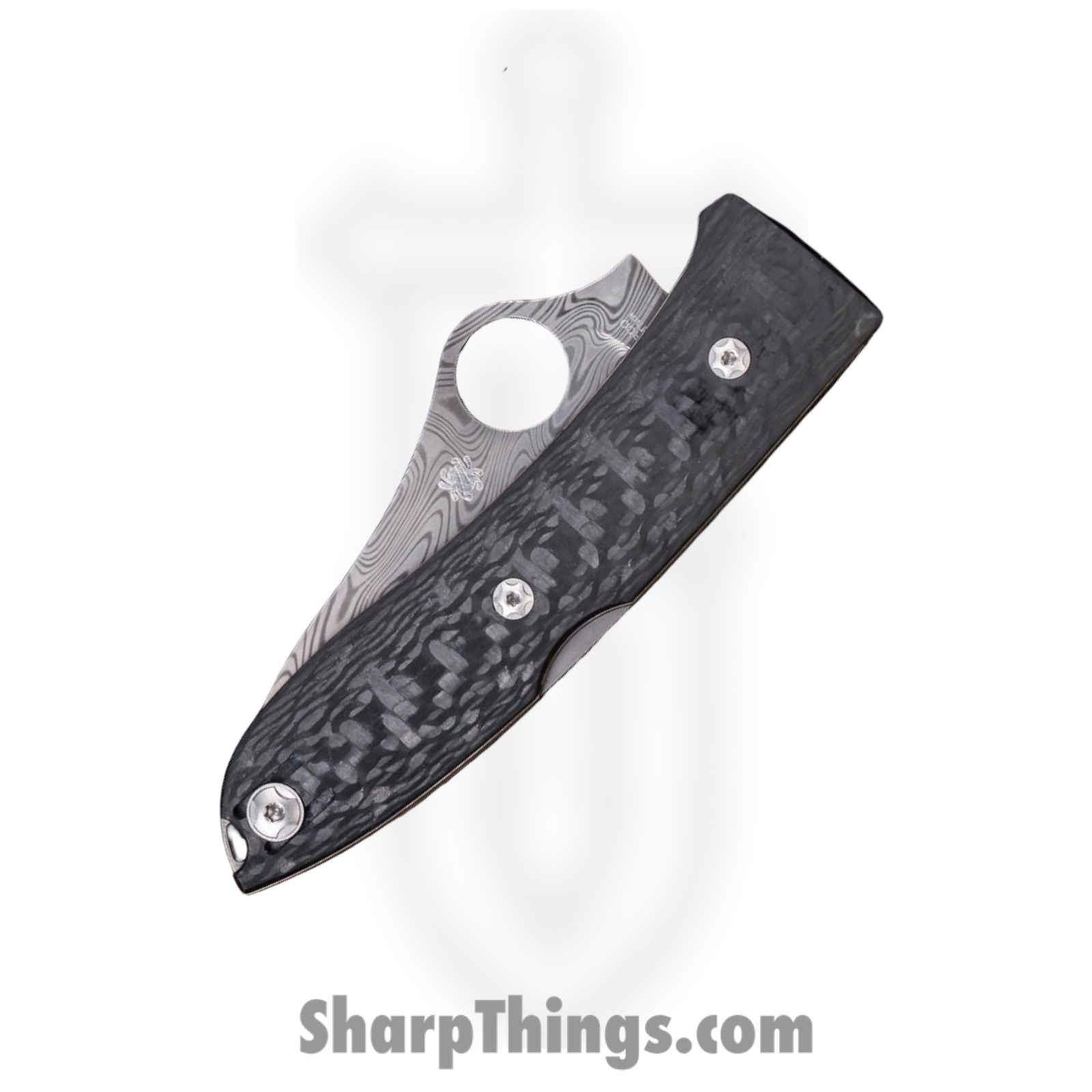Spyderco - SC255CFPD - SpyOpera - Folding Knife - Damasteel Clip Point - Carbon Fiber - Black - Image 3