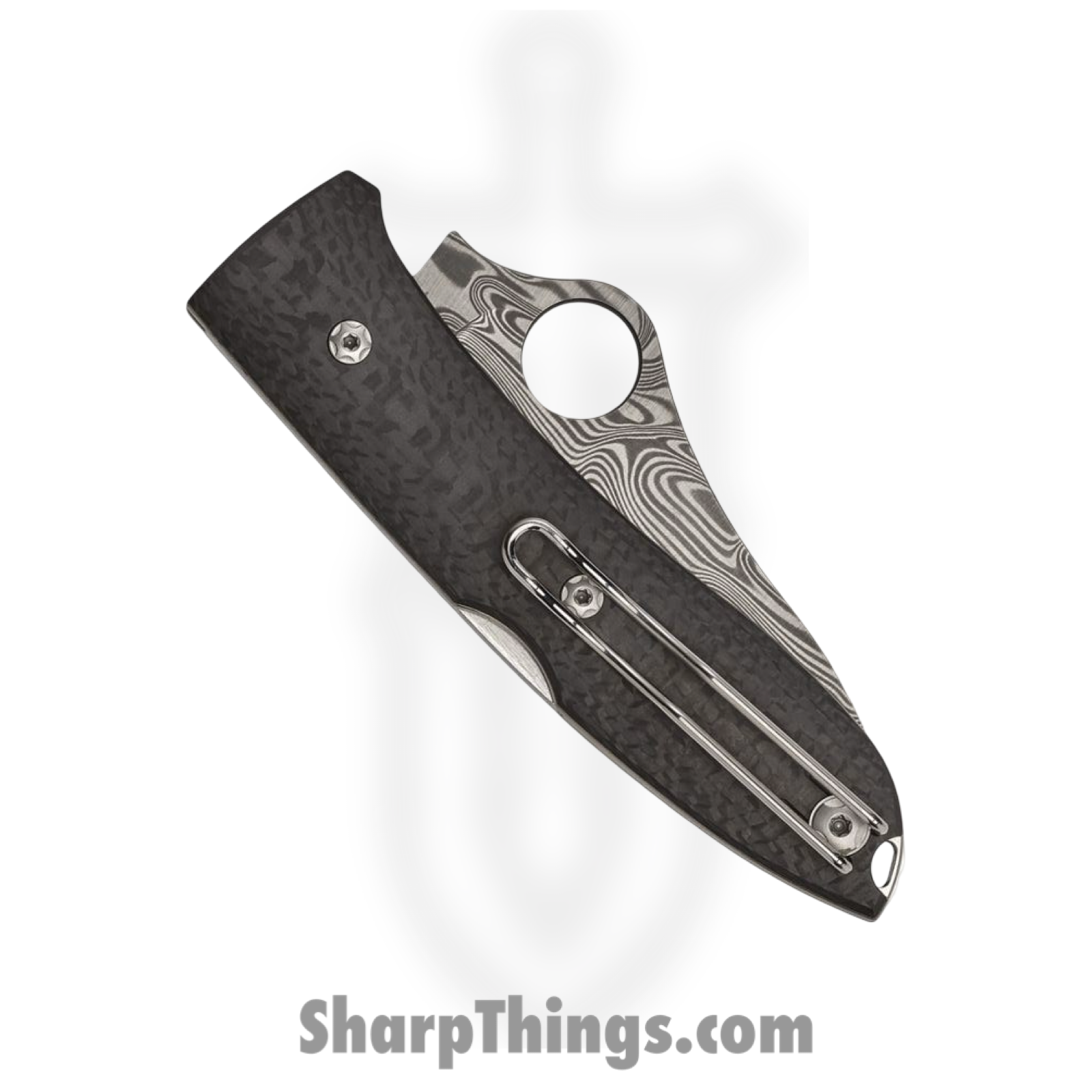 Spyderco - SC255CFPD - SpyOpera - Folding Knife - Damasteel Clip Point - Carbon Fiber - Black - Image 4
