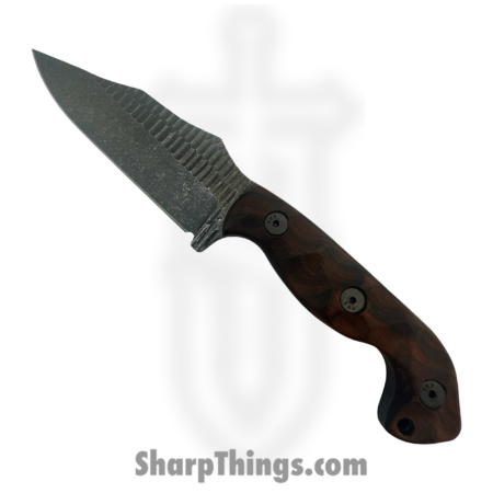 Stroup Knives – TU1-W – Tactical Use – Fixed Blade Knife – 1095 HC Acid Wash Clip Point – Honduran Rosewood – Brown