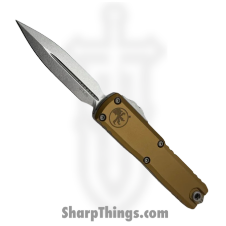 Microtech – 12324-10TA – UTX-85 Gen IV – OTF Auto – M390MK Stonewash Dagger – Aluminum – Tan