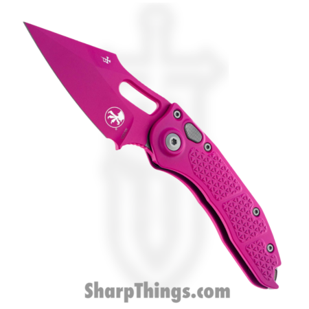 Microtech – 169-1PK-X14 – Stitch – Automatic Knife – M390 Coated Spear Point – 6061-T6 Aluminum – Pink
