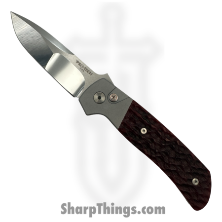 ProTech – 2025-ATCF-CUST033 – Terzuola ATCF – Automatic Knife – CPM MagnaCut Satin Drop Point – Aluminum Bone – Red Silver