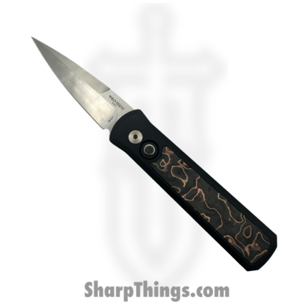 ProTech – 7210-LIVEWIRE – Godson – Automatic Knife – 20CV Satin Spear Point – Aluminum Livewire CF Inlay – Black Copper