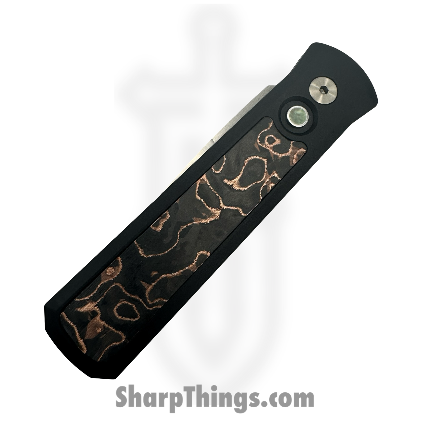 ProTech - 7210-LIVEWIRE - Godson - Automatic Knife - 20CV Satin Spear Point - Aluminum Livewire CF Inlay - Black Copper - Image 4