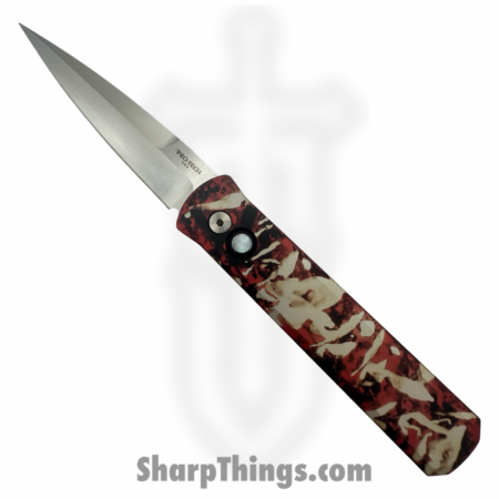 ProTech – 921-SATIN-CTC – Godfather – Automatic Knife – 154CM Satin Spear Point – 6061-T6 Aluminum – Red White