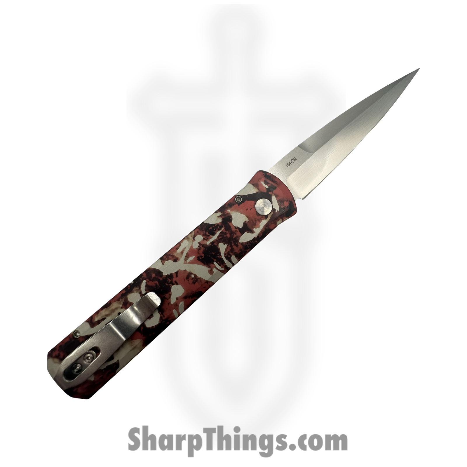 ProTech - 921-SATIN-CTC - Godfather - Automatic Knife - 154CM Satin Spear Point - 6061-T6 Aluminum - Red White - Image 2