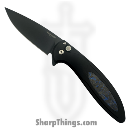 ProTech – CF2103-LTD-TC-BLUE – Cambria – Folding Knife – CPM MagnaCut Coated Drop Point – Aluminum Techno Carbo Blue Inlay – Black Blue