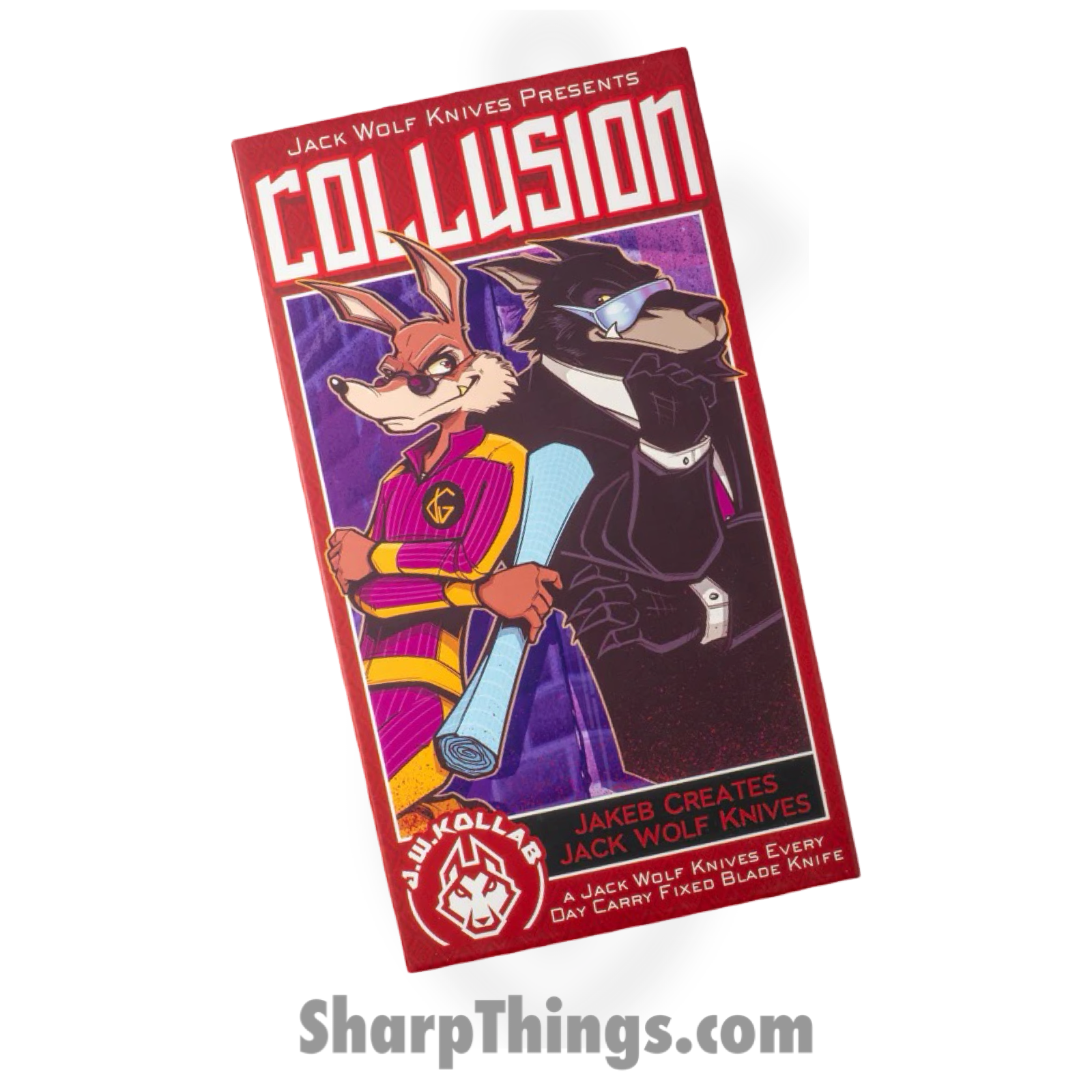 Jack Wolf Knives - COLLU-01-BLU-MIC - Collusion - Fixed Blade Knife - S90V Satin Reverse Tanto - Linen Micarta - Blue - Image 5