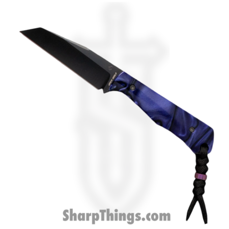 Jack Wolf Knives – COLLU-01-PUR-KIR – Collusion – Fixed Blade Knife – S90V Coated Reverse Tanto – Kirinite – Purple Wave