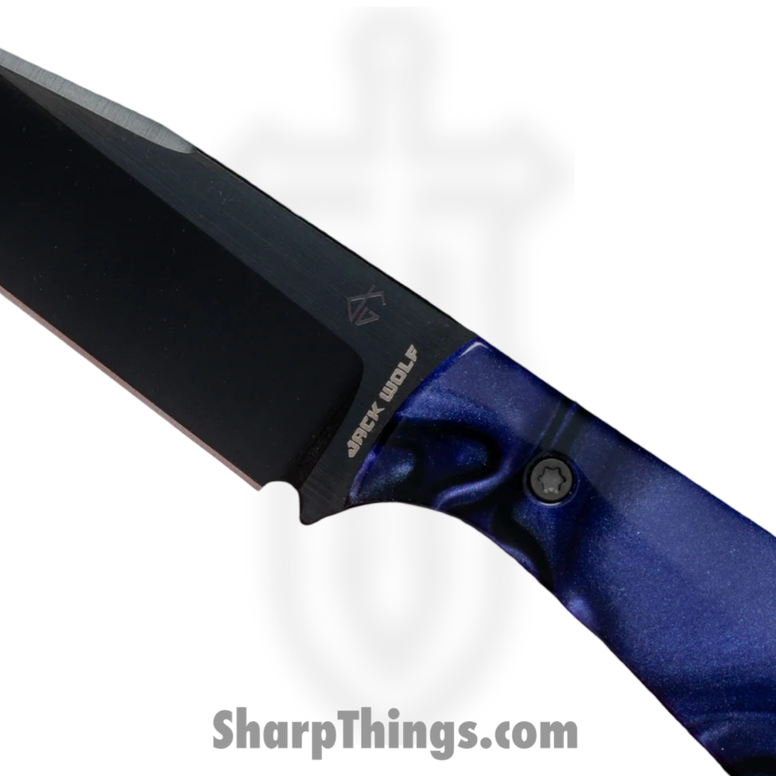 Jack Wolf Knives - COLLU-01-PUR-KIR - Collusion - Fixed Blade Knife - S90V Coated Reverse Tanto - Kirinite - Purple Wave - Image 2