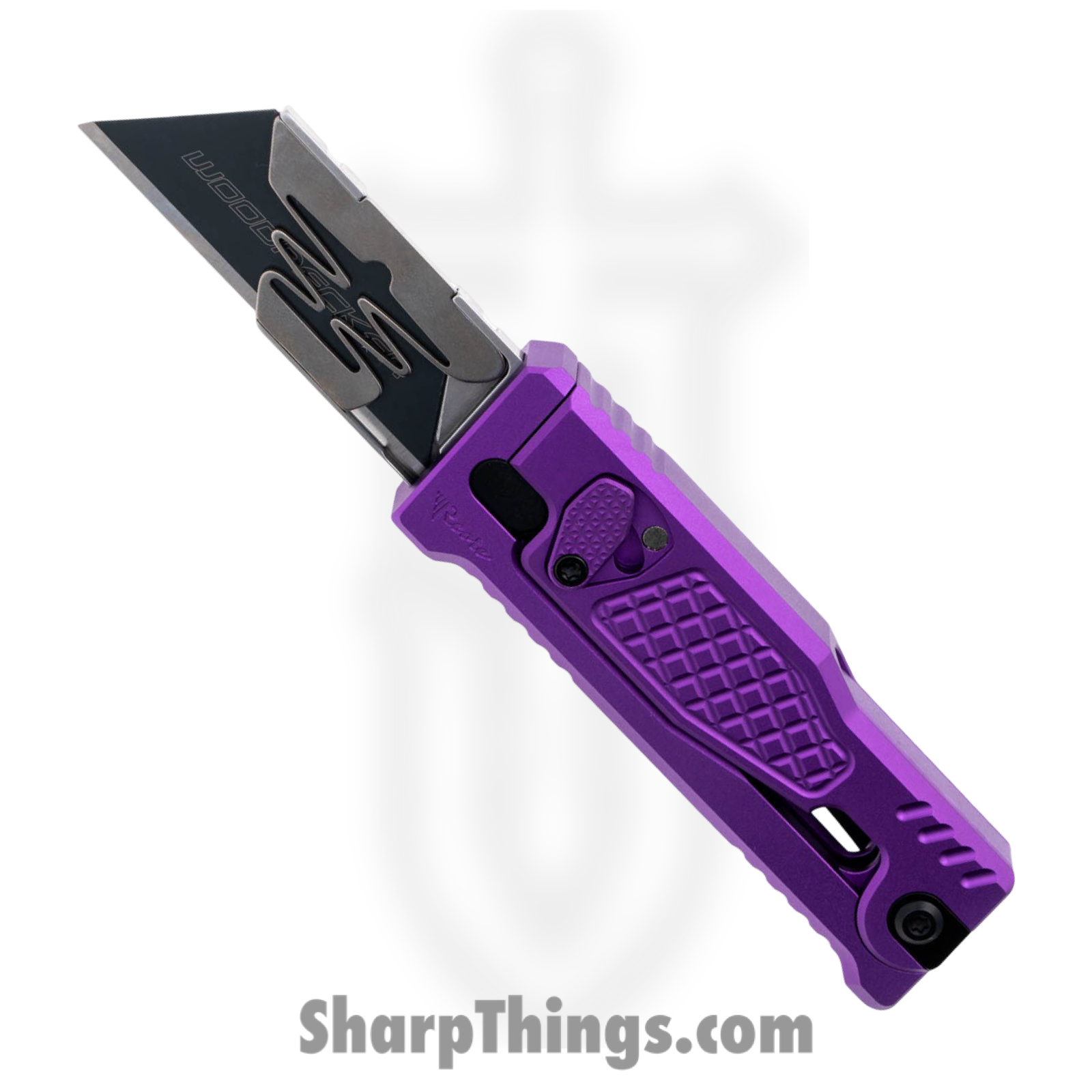 Reate Knives - EXO43SSPUR - EXO-U-V2 - Gravity Knife - Stainless Satin Utility - Aluminum Diamond - Purple