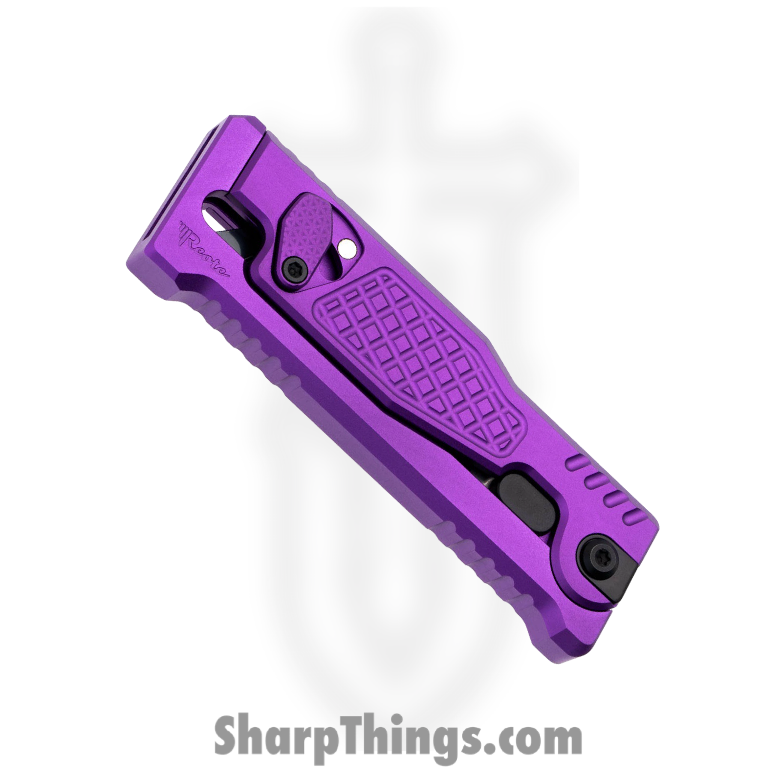Reate Knives - EXO43SSPUR - EXO-U-V2 - Gravity Knife - Stainless Satin Utility - Aluminum Diamond - Purple - Image 3