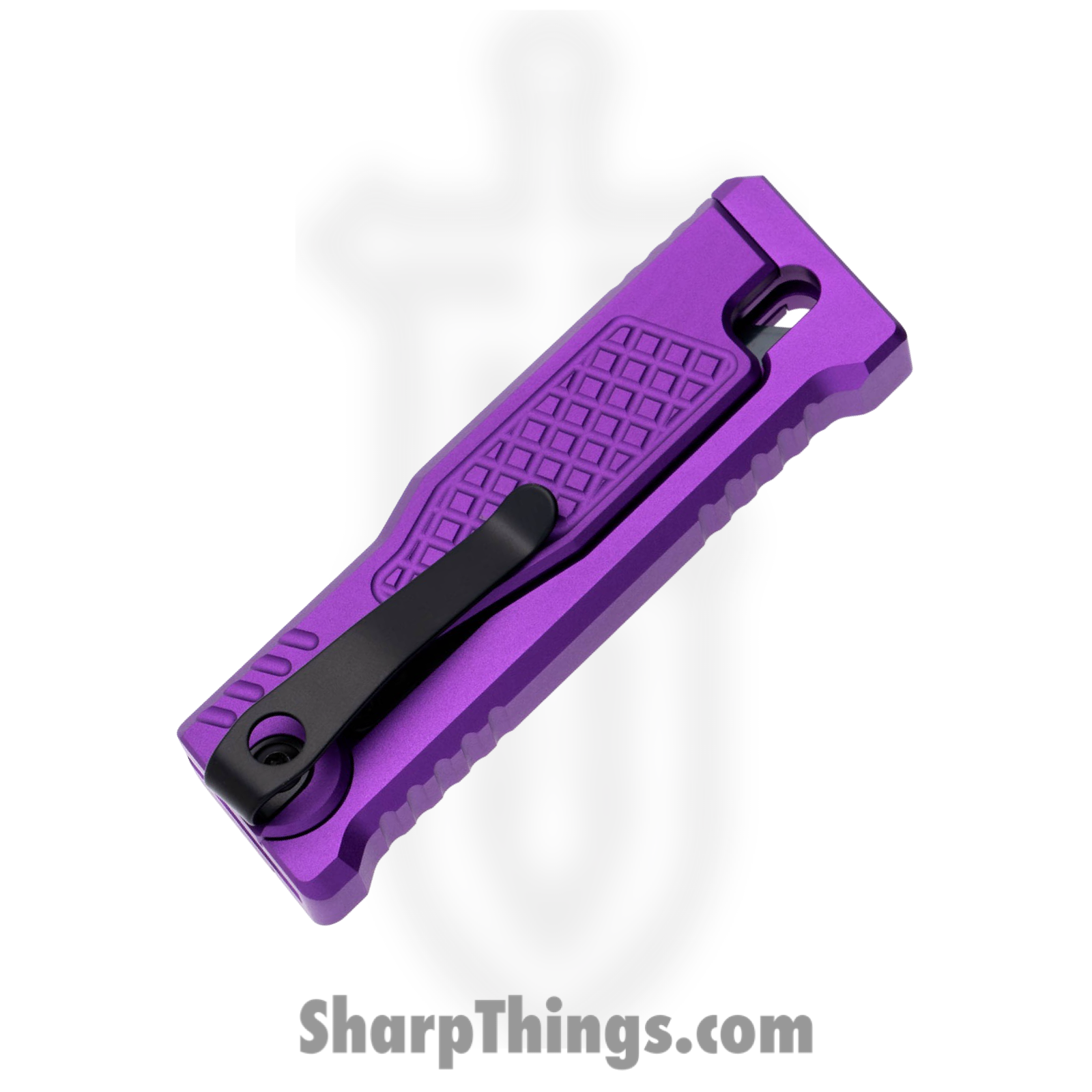 Reate Knives - EXO43SSPUR - EXO-U-V2 - Gravity Knife - Stainless Satin Utility - Aluminum Diamond - Purple - Image 4