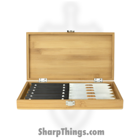 Kai – KAS0600 – 6 Piece Steak Knife Set – 420J2 SS Satin Clip Point – POM – Black