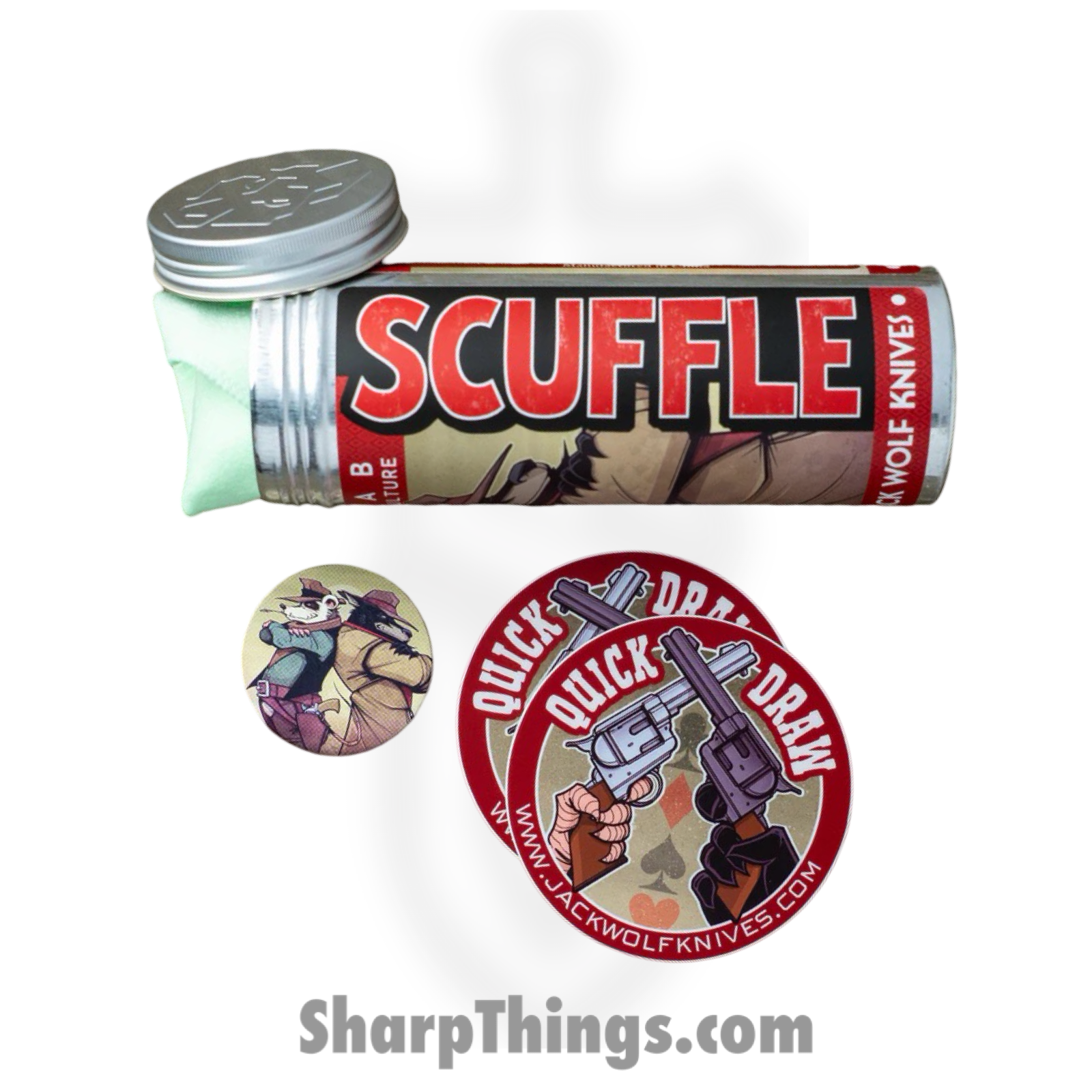 Jack Wolf Knives - SCUFF-01-TITAN-MILLED - Scuffle - Folding Knife - S90V Satin Clip Point - Milled Titanium - Natural - Image 5