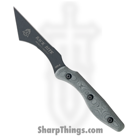 Tops – TPBBITE01 – Back Bite – Fixed Blade Knife – 1095 Cro-Van Coated Modified Tanto – Linen Micarta – Gray