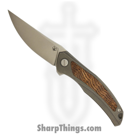 Shirogorov Knives – SHI-Q-AW-B – Ursus Quantum – Folding Knife – Cromax PM Stonewash Upswept – Titanium Ash Wood Inlay – Grey Brown