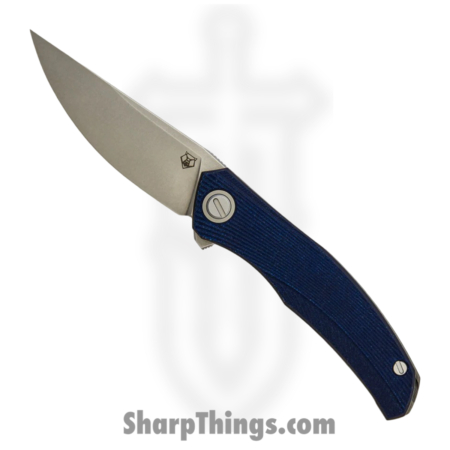 Shirogorov Knives – SHI-Q95-BLUM – Ursus Q95 – Folding Knife – ELMAX Stonewash Upswept – Micarta – Blue