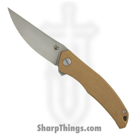 Shirogorov Knives – SHI-URS-QM-BGG10 – Ursus Quantium – Folding Knife – Cromax PM Stonewash Upswept – Titanium G10 Inlay – Grey Beige