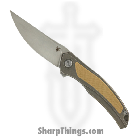 Shirogorov Knives – SHI-URS-QNL-BGG10 – Ursus Quantum – Folding Knife – Cromax PM Stonewash Upswept – Titanium G10 Inlay – Grey Beige