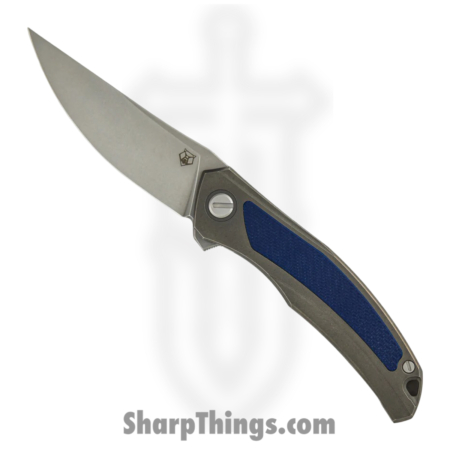Shirogorov Knives – SHI-URS-QNL-DBG10 – Ursus Quantum – Folding Knife – Cromax PM Stonewash Upswept – Titanium G10 Inlay – Grey Dark Blue