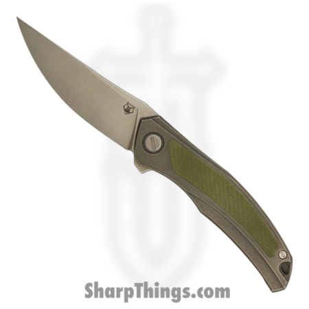 Shirogorov Knives – SHI-URS-QNL-GRNG10-M – Ursus Quantum – Folding Knife – Cromax PM Stonewash Upswept – Titanium G10 Inlay – Grey Green
