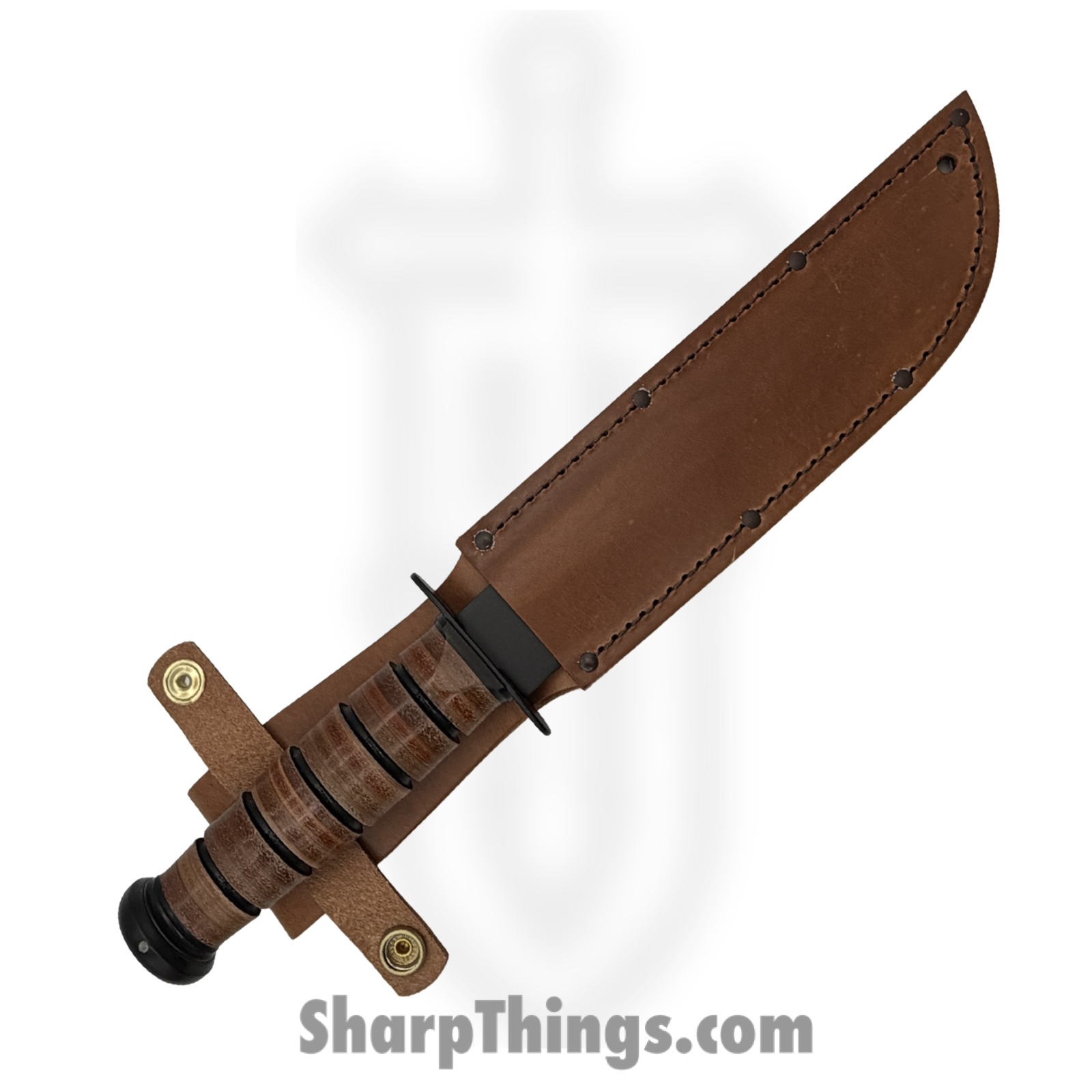 Ka-Bar - 1320 - Single Mark - Fixed Blade Knife - 1095 Cro-Van Coated Clip Point - Stacked Leather - Brown - Image 4