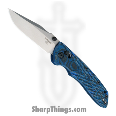Hogue Knives – 24273 – Deka – Folding Knife – CPM 20CV Tumbled Clip Point – Crosshatch Texture G10 – G-Mascus® Blue