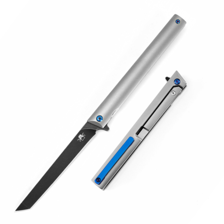 Klaken Knives – B13-TITN-BK – Regent – Folding Knife – D2 Coated Tanto – Titanium – Natural