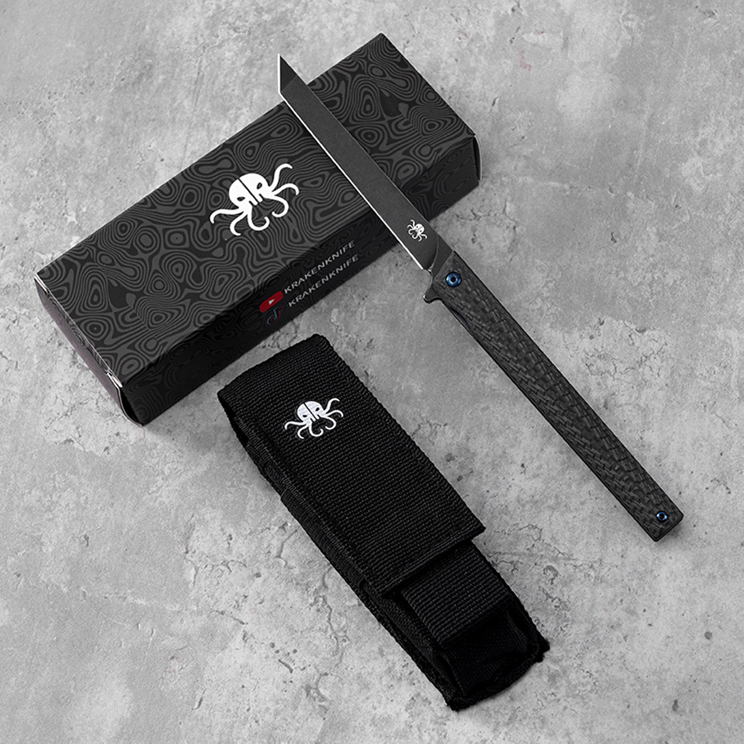 Klaken Knives - B13-CFTN-BK - Regent - Folding Knife - D2 Coated Tanto - Carbon Fiber - Black - Image 6