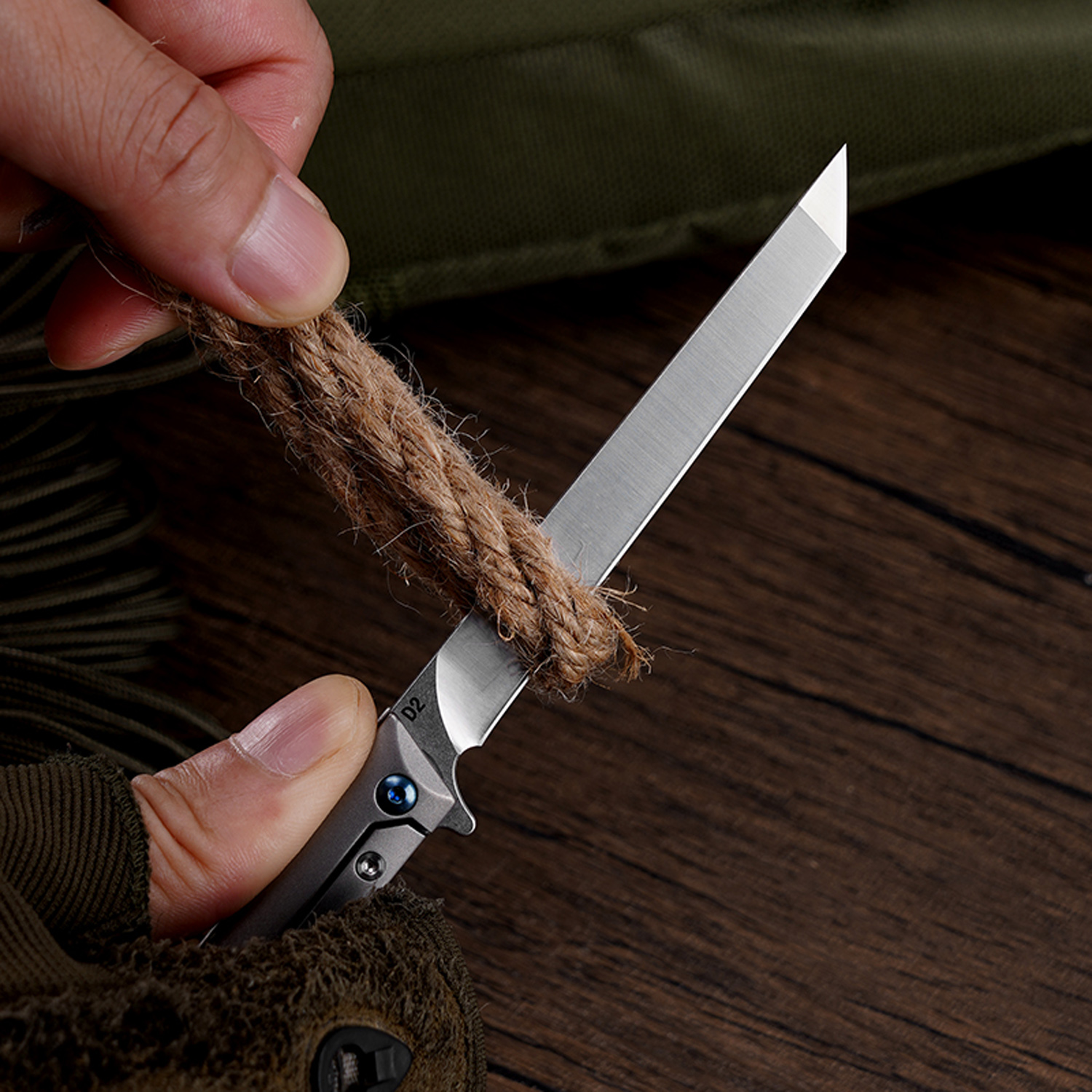 Klaken Knives - B13-TITN-SA - Regent - Folding Knife - D2 Satin Tanto - Titanium - Natural - Image 7