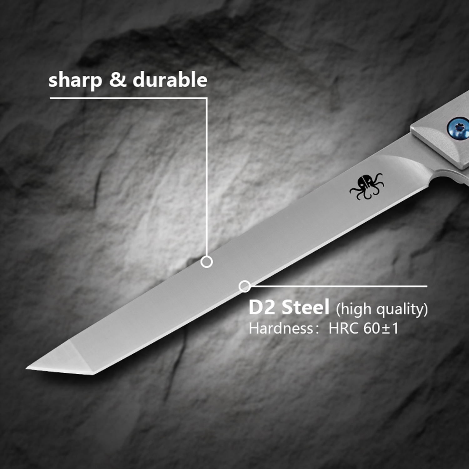 Klaken Knives - B13-TITN-SA - Regent - Folding Knife - D2 Satin Tanto - Titanium - Natural - Image 4