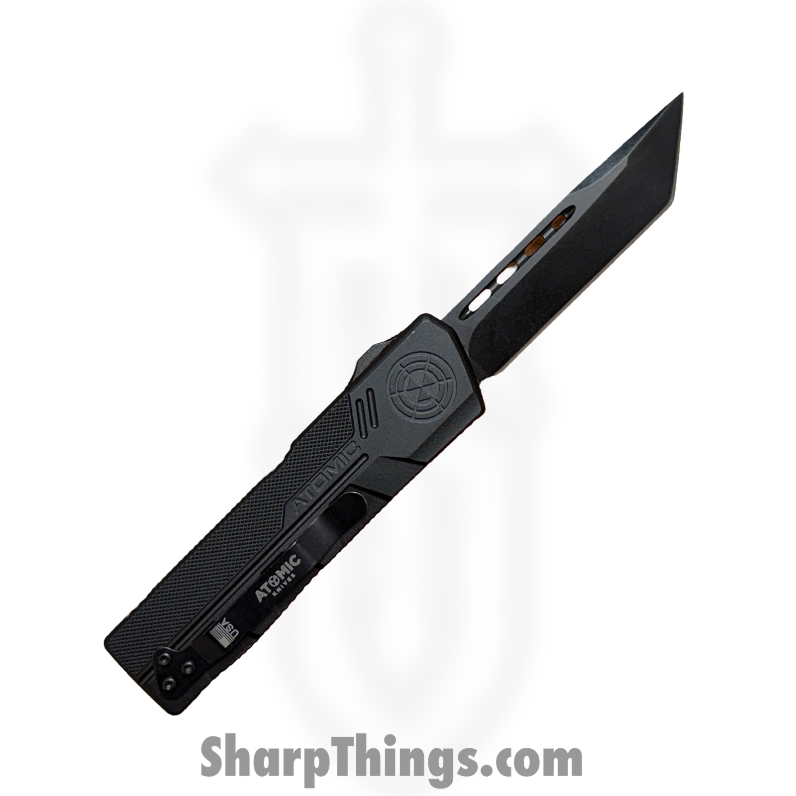 Atomic Knives - WNS-DT01BK2 - UltraLite ATOMIC - OTF Auto - D2 Coated Tanto - Aluminum - Black - Image 2