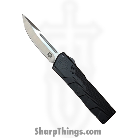 Atomic Knives – WNS-DT01BKDP – UltraLite ATOMIC – OTF Auto – D2 Satin Drop Point – Aluminum – Black