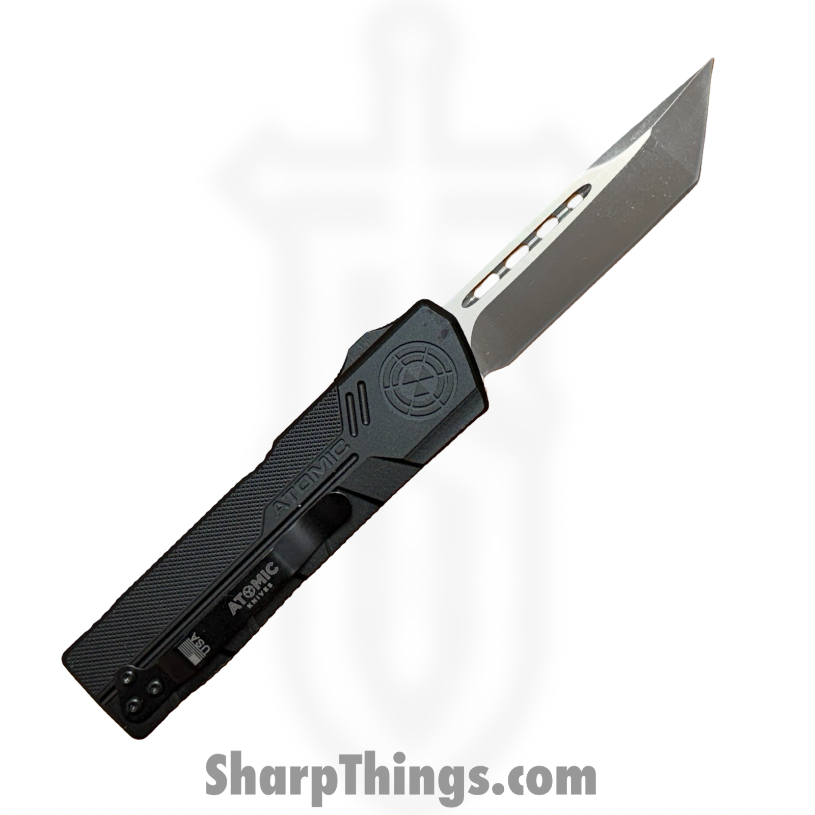 Atomic Knives - WNS-DT01BK - UltraLite ATOMIC - OTF Auto - D2 Satin Tanto - Aluminum - Black - Image 2