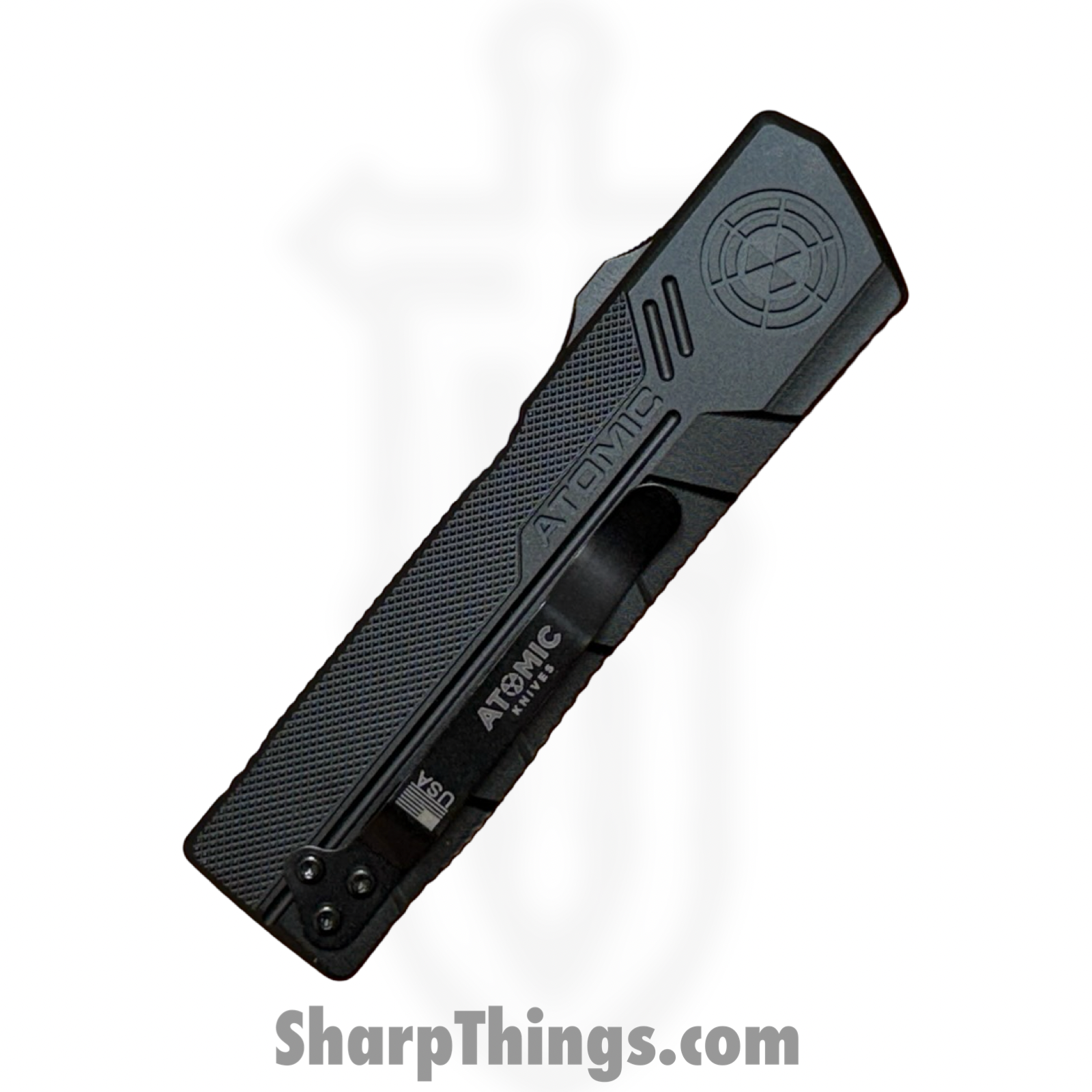 Atomic Knives - WNS-DT01BK - UltraLite ATOMIC - OTF Auto - D2 Satin Tanto - Aluminum - Black - Image 5