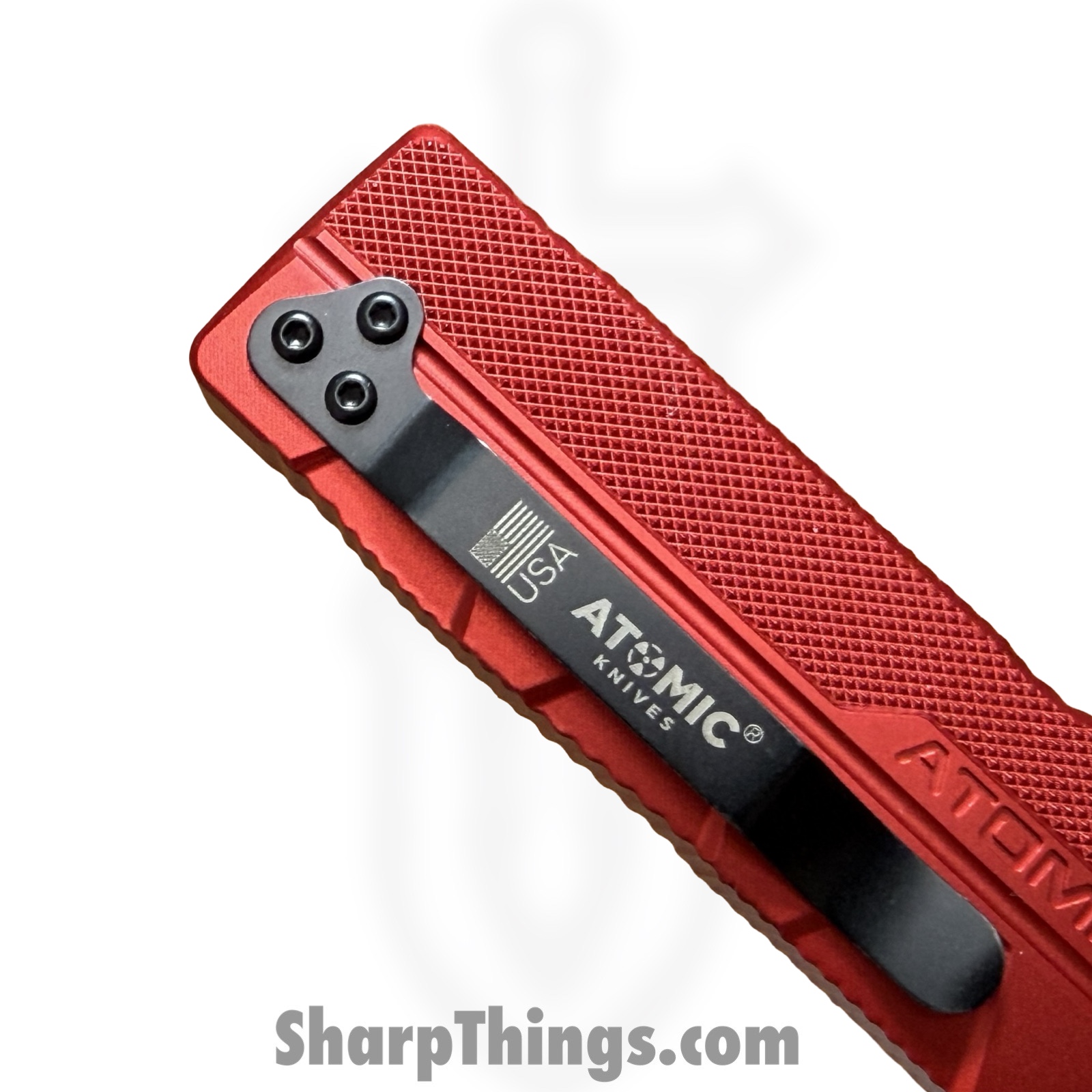 Atomic Knives - WNS-DT01RDTN - UltraLite ATOMIC - OTF Auto - D2 Satin Tanto - Aluminum - Red - Image 4