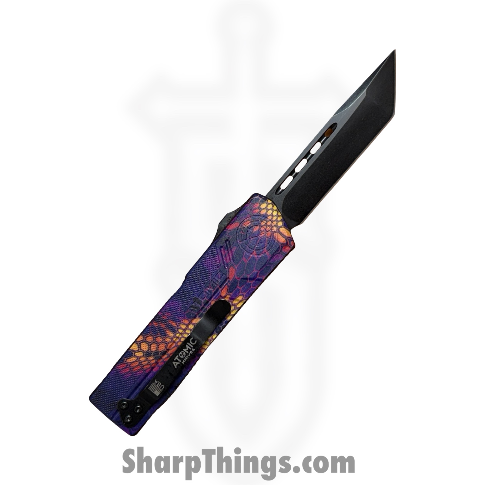 Atomic Knives - WNS-DT01SCMPBT - UltraLite ATOMIC - OTF Auto - D2 Coated Tanto - Aluminum - Snake Camo - Image 2